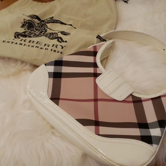 Burberry Brooke Hobo White Patent Leather Bag